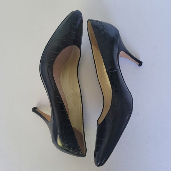 Brooks Brothers Genuine Leather Heels Pumps With Croc Embossed Details. Size 9 - Picture 5 of 7